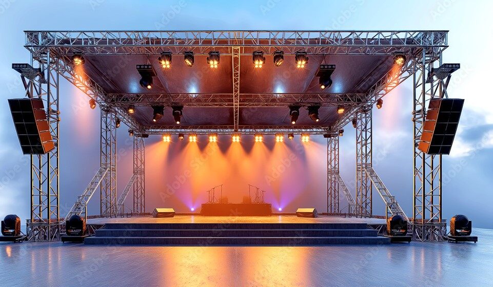 Stage lighting at a JMG Audio event production in Harare